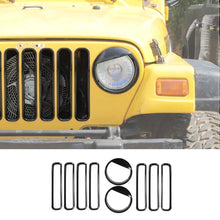 For 1997-2006 Jeep Wrangler TJ Grill Inserts Mesh Headlight Bezels Angry Eyes Trim RT-TCZ