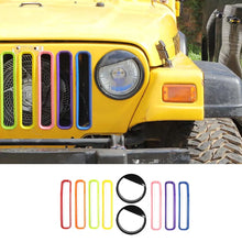 For 1997-2006 Jeep Wrangler TJ Grill Inserts Mesh Headlight Bezels Angry Eyes Trim RT-TCZ