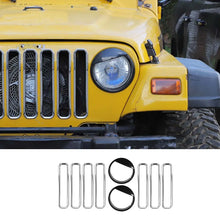 For 1997-2006 Jeep Wrangler TJ Grill Inserts Mesh Headlight Bezels Angry Eyes Trim RT-TCZ