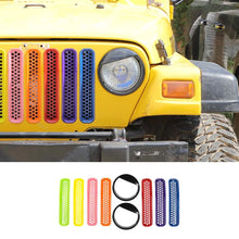 For 1997-2006 Jeep Wrangler TJ Grill Inserts Mesh Headlight Bezels Angry Eyes Trim RT-TCZ