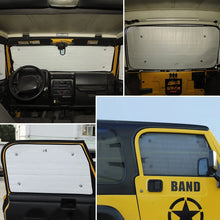 For 1997-2006 Jeep Wrangler TJ Windshield Sunshade Side Window Sun Shade Sunscreen Heat Insulation Sun Visor, 6PCs RT-TCZ