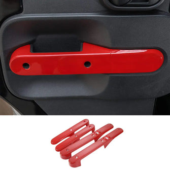 For 2007-2010 Jeep Wrangler JKU 4-Door Car Inner Door Grab Handle Decor Frame Cover Trim (Red) RT-TCZ