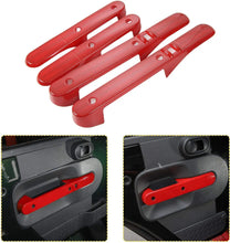 For 2007-2010 Jeep Wrangler JKU 4-Door Car Inner Door Grab Handle Decor Frame Cover Trim (Red) RT-TCZ