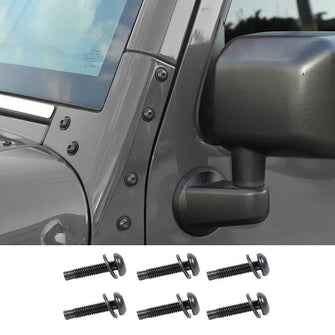 For 2007-2018 Jeep Wrangler JK 6× Steel Front Windshield Frame Hinge Torx Screws RT-TCZ