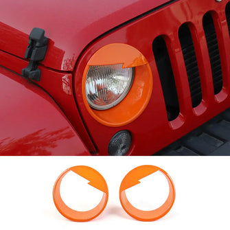For 2007-2018 Jeep Wrangler JK JKU Front Headlight Angry Eyes Trim Bezels Rings RT-TCZ