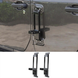 For 2007+ Jeep Wrangler JK JKU JL JLU JT Exterior Door Hinge Step Folding Foot Peg Steps Black(American Flag) RT-TCZ