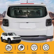 For 2015+ Jeep Renegade Smoked Rear Tail Light Guards Trim Cover Blackened RT-TCZ