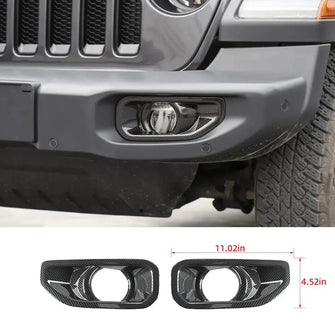 For 2018+ Jeep Wrangler JL/Gladiator JT Sport Front Fog Lamp Light Trim Bezels Carbon Fiber RT-TCZ