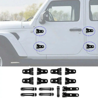 For 2018+ Jeep Wrangler JL JLU Exterior Door Tailgate Hinge Handle Cover Trim Set Kits RT-TCZ