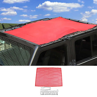 For 2018+ Jeep Wrangler JL JLU JT 4 Door Sunshade Shade Mesh Top Cover Red RT-TCZ