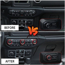 For 2018+ Jeep Wrangler JL JLU & Gladiator JT A/C & Headlight Switch Knob Trim – Aluminum Alloy Accent Rings RT-TCZ