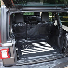 For 2018+ Jeep Wrangler JL Unlimited 4 Door Pet Trunk Mat Pad, Pet Cargo Liner Cover with Multiple Storage Pouches (American Flag Style) RT-TCZ