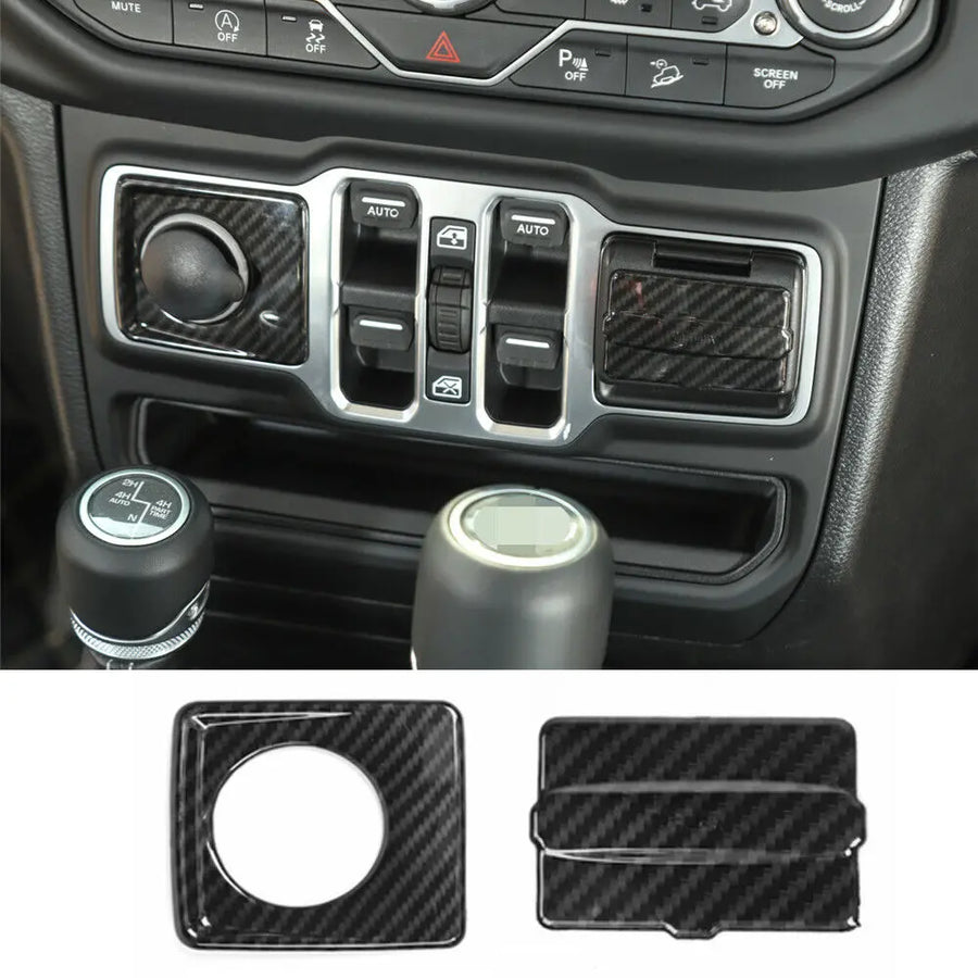 RT-TCZ Cigarette Lighter & USB Socket & Window Control Panel Cover Decor Sticker Frame Trim for Jeep Wrangler JL JLU 2018+ Orange
