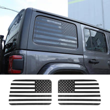 For 2018+ Jeep Wrangler JLU 4Doors Rear Window Decal Sticker Trim, American Flag-Black Carbon Fiber RT-TCZ