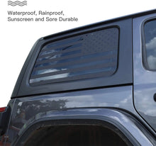 For 2018+ Jeep Wrangler JLU 4Doors Rear Window Decal Sticker Trim, American Flag-Black Carbon Fiber RT-TCZ