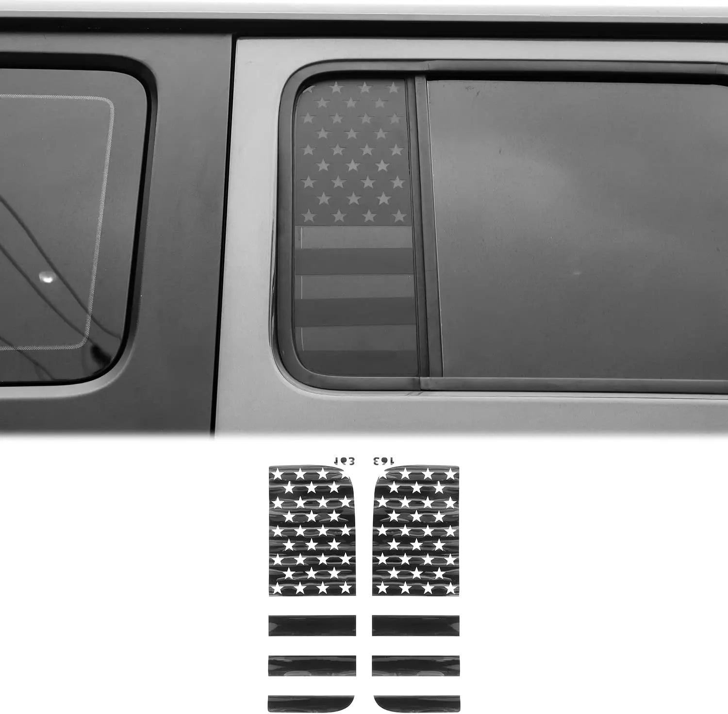 SHINEKA American Flag Decals For Jeep Wrangler JL 4 Door 2018-2022 – Rear Window Pair - View #2