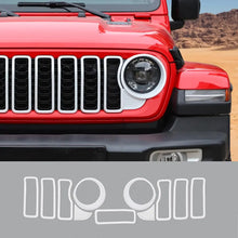 For 2024+ Jeep Wrangler JL/Gladiator JT Grille Insert+Front Headlight Bezels+ Center Mesh Trim Piece RT-TCZ