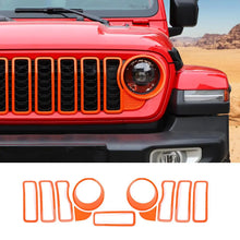 For 2024+ Jeep Wrangler JL/Gladiator JT Grille Insert+Front Headlight Bezels+ Center Mesh Trim Piece RT-TCZ