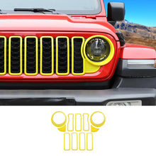 For 2024+ Jeep Wrangler JL/Gladiator JT Grille Insert+Front Headlight Bezels+ Center Mesh Trim Piece RT-TCZ