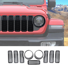 For 2024+ Jeep Wrangler JL/ Gladiator JT Upgrade Front Honeycomb Mesh Grille+Front Headlight Bezels Trim RT-TCZ