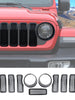 For 2024+ Jeep Wrangler JL/ Gladiator JT Upgrade Front Honeycomb Mesh Grille+Front Headlight Bezels Trim RT-TCZ