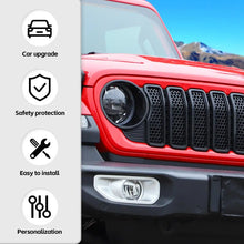 For 2024+ Jeep Wrangler JL/ Gladiator JT Upgrade Front Honeycomb Mesh Grille+Front Headlight Bezels Trim RT-TCZ