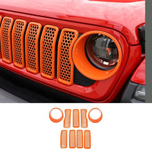For 2024+ Jeep Wrangler JL/ Gladiator JT Upgrade Front Honeycomb Mesh Grille+Front Headlight Bezels Trim RT-TCZ