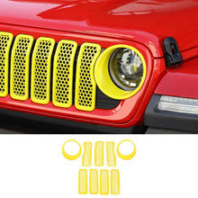 For 2024+ Jeep Wrangler JL/ Gladiator JT Upgrade Front Honeycomb Mesh Grille+Front Headlight Bezels Trim RT-TCZ
