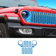 For 2024+ Jeep Wrangler JL/Gladiator JT Upgrade Front Honeycomb Mesh Grille+Front Headlight Bezels+Center Mesh Trim Piece RT-TCZ