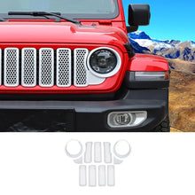 For 2024+ Jeep Wrangler JL/Gladiator JT Upgrade Front Honeycomb Mesh Grille+Front Headlight Bezels+Center Mesh Trim Piece RT-TCZ