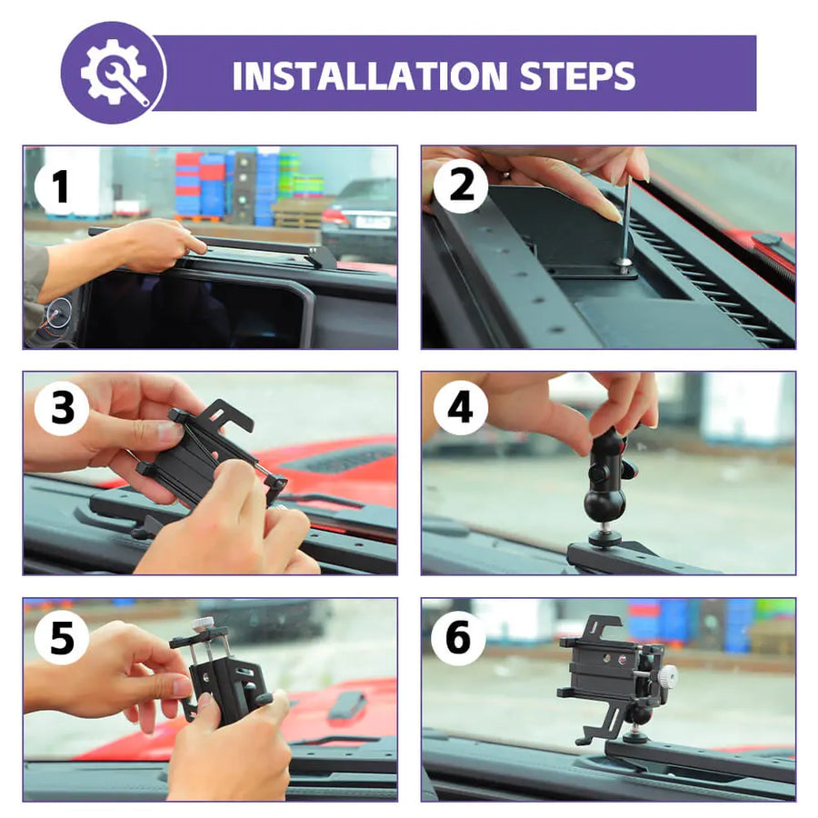 RT-TCZ Metal Dash Phone Holder Mount Stand For 2024+ Jeep Wrangler