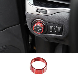 For Jeep Cherokee 2014+/Renegade 2016+ Headlight Switch Knob Decor Ring Trim Red RT-TCZ