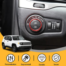 For Jeep Cherokee 2014+/Renegade 2016+ Headlight Switch Knob Decor Ring Trim Red RT-TCZ