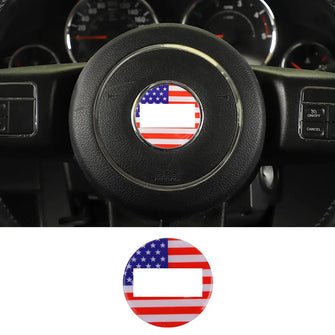 For Jeep Renegade 2016+/ Gland Cherokee 11-20/ Cherokee14+/ Wrangler JK 11-18 Steering Wheel Center Trim Cover American Flag RT-TCZ