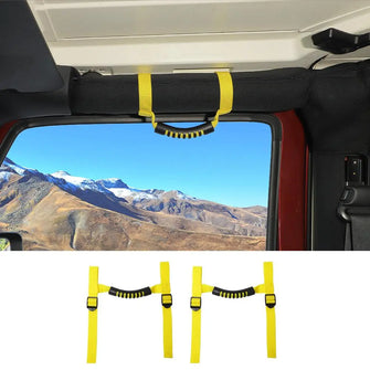 For Jeep Wrangler TJ JK JL JT 2-Door 2 x Top Roll Bar Grab Handles Grip RT-TCZ