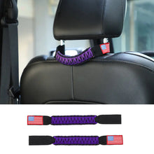 For Jeep Wrangler TJ JK JL & Gladiator JT Paracord Grab Handle Rear Seat Headrest Grip Handle USA Flag RT-TCZ
