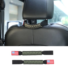 For Jeep Wrangler TJ JK JL & Gladiator JT Paracord Grab Handle Rear Seat Headrest Grip Handle USA Flag RT-TCZ