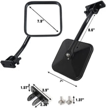 For Jeep Wrangler TJ LJ JK JKU Side Mirrors Quick Release Doors Off Mirrors, Textured Black RT-TCZ