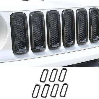 RT-TCZ 7pcs Front Grille Trim Inserts Grill Cover For Jeep Renegade 2015 2016 2017 2018(Black)