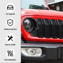 For 2024+ Jeep Wrangler JL/Gladiator JT Upgrade Front Honeycomb Mesh Grille+Front Headlight Cover+Center Mesh Trim Piece Mesh Grille RT-TCZ
