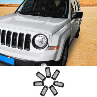 RT-TCZ Front Grill Mesh Grille Inserts Cover Frame Trims Kit for 2011-2016 Jeep Patriot ABS 7pcs