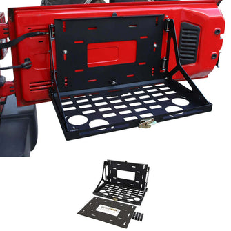 For Jeep Wrangler JK JL 2/4 Door Tailgate Table Metal Storage Rack Foldable Cargo Shelf