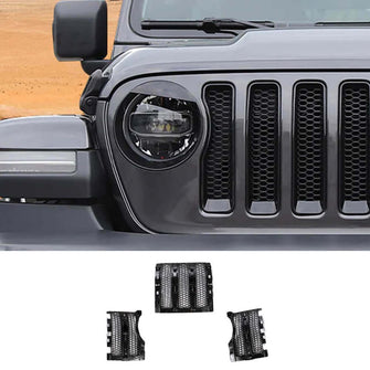 RT-TCZ Front Grille Insert Mesh Cover For Jeep Wrangler JL JLU 2018-2023 Black
