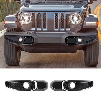 For 2018+ Jeep Wrangler JL/Gladiator JT Front Fog Lamp Light Cover Trim &  Front Bumper Fog Light Cover Trim RT-TCZ