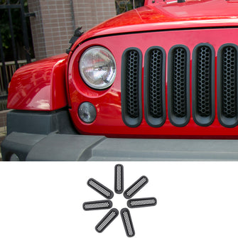 For 2007-2017 Jeep Wrangler JK JKU Clip-in Front Grille Mesh Inserts Trim RT-TCZ