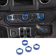 For 2018+ Jeep Wrangler JL JLU Gladiator JT Air Conditioner Headlight Switch Knob Trim Aluminum Alloy 4pcs RT-TCZ
