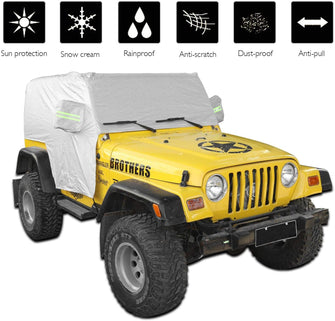 RT-TCZ Car Cover Rain Snow Sunshade Protection Accessories for Jeep Wrangler TJ 1997-06