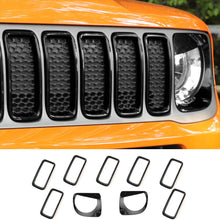 RT-TCZ Front Grill Inserts & Headlight Bezels Cover Trim for Jeep Renegade 2019+ (Black)