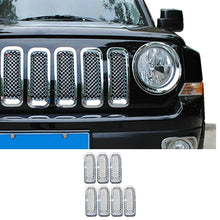 For 2011-2016 Jeep Patriot Front Grill Mesh Grille Inserts Cover Frame Trims Kit  ABS 7pcs RT-TCZ
