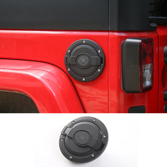 RT-TCZ Metal Car Door Gas Cap Tank Fuel Filler Cover For Jeep Wrangler JK 2007-17 Black